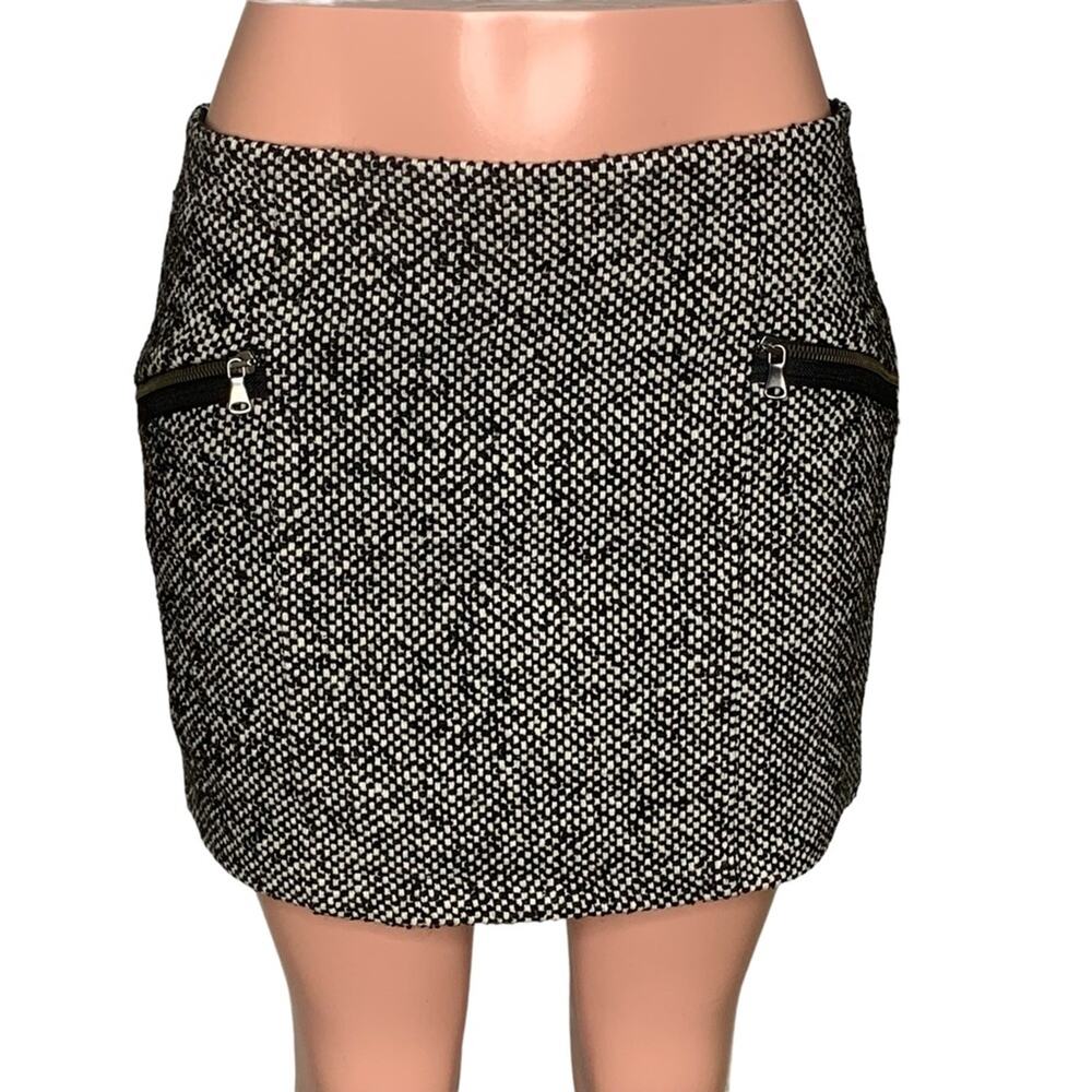 Zara Basic Skirt Gray Tweed Full Lining Hidden Si… - image 2